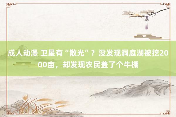 成人动漫 卫星有“散光”？没发现洞庭湖被挖2000亩，却发现农民盖了个牛棚