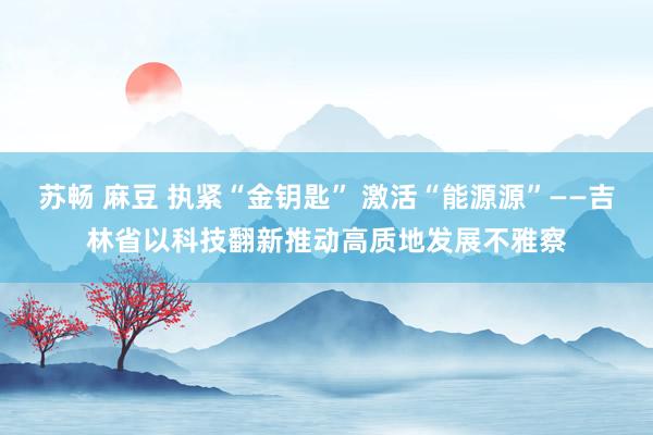 苏畅 麻豆 执紧“金钥匙” 激活“能源源”——吉林省以科技翻新推动高质地发展不雅察